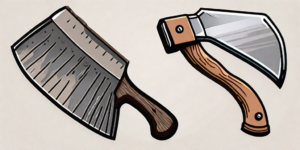 An axe and a hatchet side by side