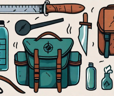 A survival kit with essential items such as a compass